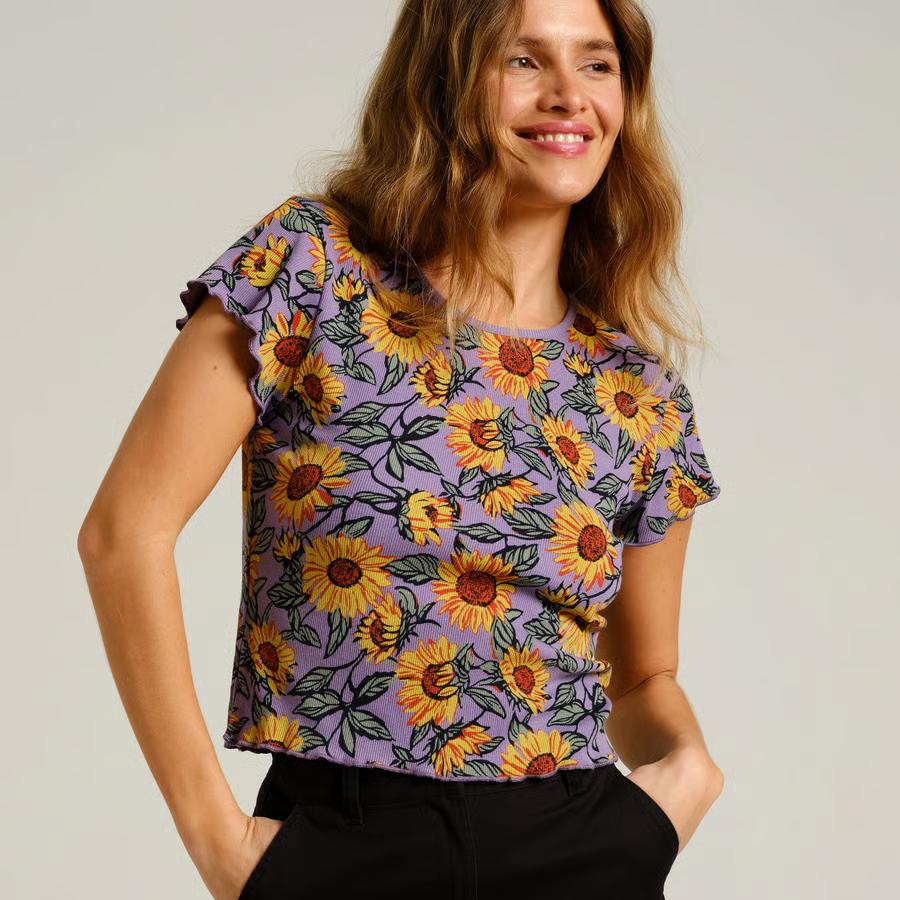 Dedicated Ven Sunflower Haze Purple Rib Top Damen lila